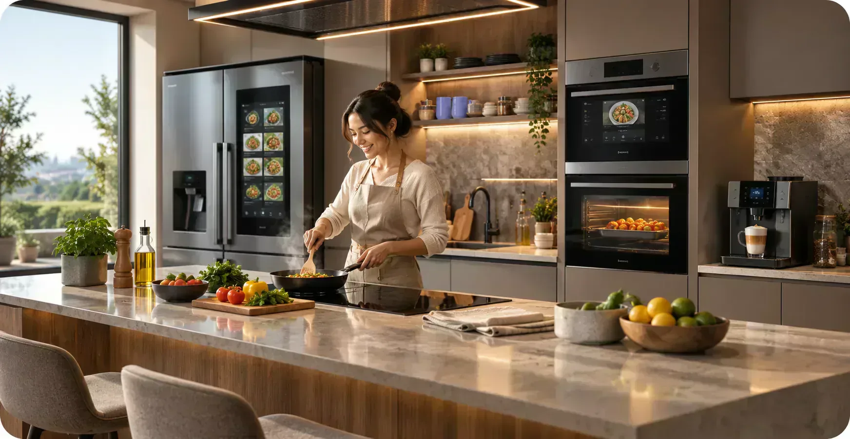 Anarish Smart Kitchen with central display and connected appliances